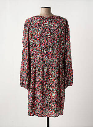 Robe mi-longue imprimé fleurs manches longues noir C'EST BEAU LA VIE femme