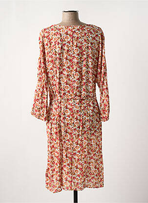 Robe mi-longue imprimé fleurs manches longues rouge C'EST BEAU LA VIE femme