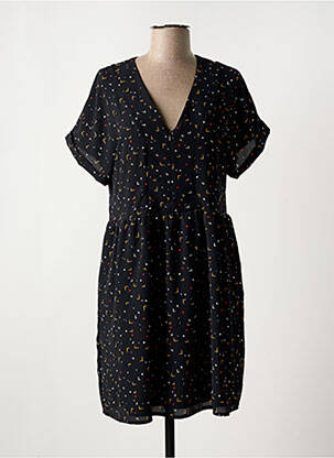 Robe courte manches courtes manches courtes noir I-COTON femme