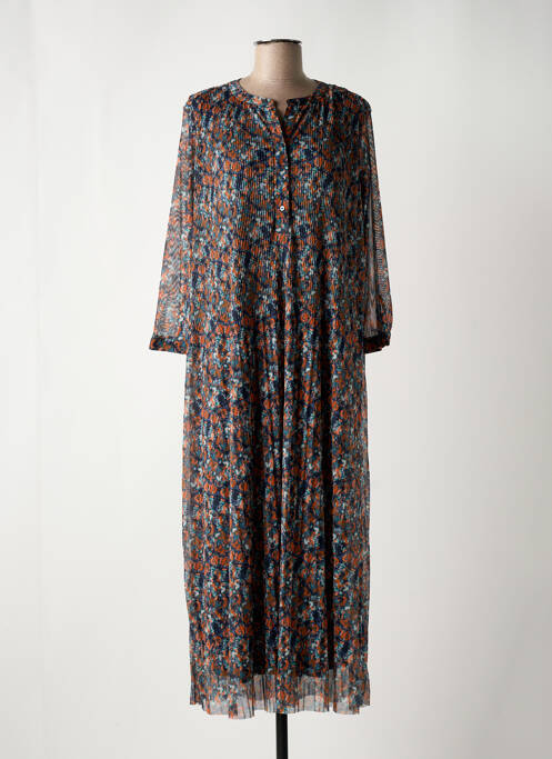 Robe longue imprimé fantaisie manches longues bleu TOM TAILOR femme