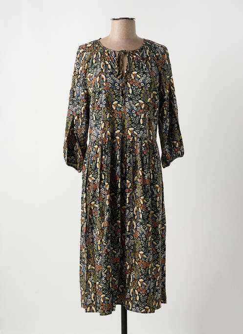 Robe mi-longue coupe évasée manches 3/4 noir GEISHA femme