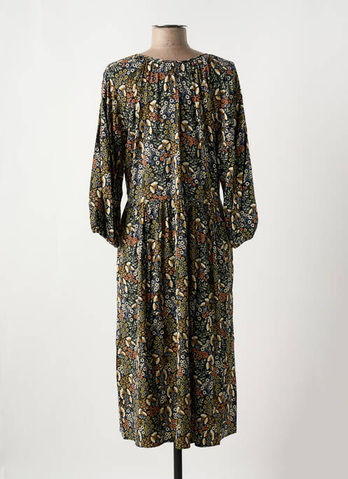 Robe mi-longue coupe évasée manches 3/4 noir GEISHA femme