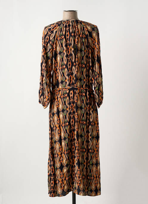 Robe longue imprimé fantaisie manches 3/4 orange GEISHA femme