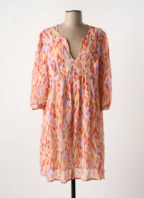 Robe courte manches 3/4 manches 3/4 beige GRACE & MILA femme