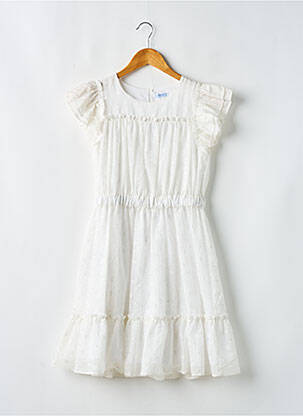 Robe mi-longue doublure manches courtes blanc MAYORAL fille