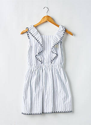 Robe courte tissage popeline sans manche blanc BOBOLI fille
