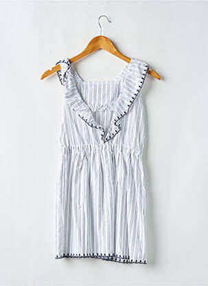 Robe courte tissage popeline sans manche blanc BOBOLI fille