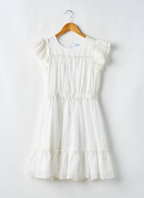 Robe mi-longue doublure manches courtes blanc MAYORAL fille