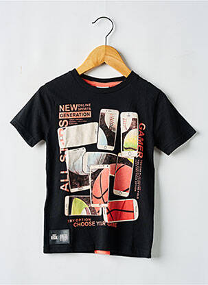 T-shirt sérigraphie floquée manches courtes noir BOBOLI garçon