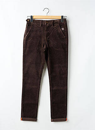 Pantalon slim fermeture zippée sous rabat boutonné taille normale marron BENSON & CHERRY homme
