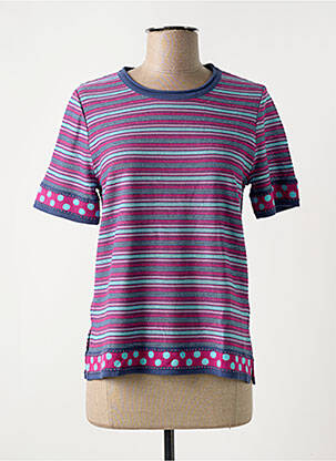 Sweat-shirt col rond manches courtes violet ELEANE femme