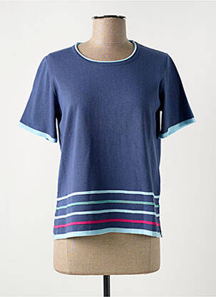 Pull coupe cintrée manches courtes bleu ELEANE femme