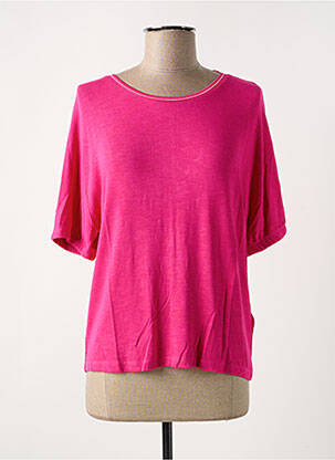 Pull tissage chiné manches courtes rose STREET ONE femme
