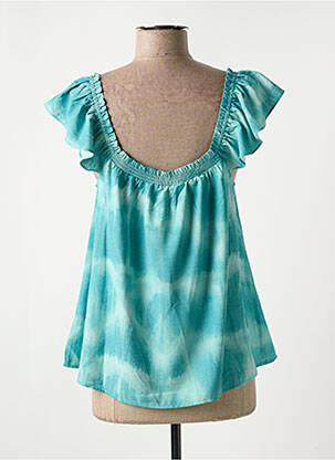 Blouse tissage crêpe manches courtes vert GRACE & MILA femme