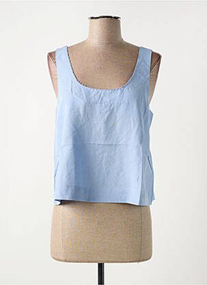 Top col rond manches 3/4 bleu GRACE & MILA femme