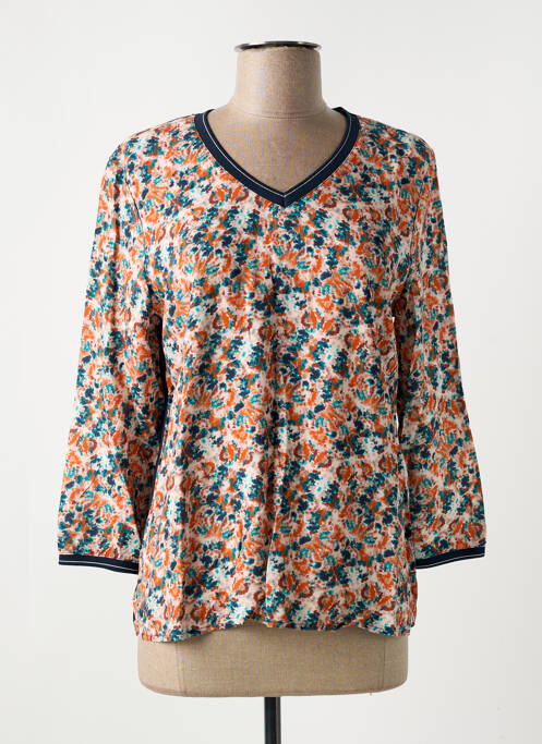 T-shirt col v manches 3/4 orange TOM TAILOR femme