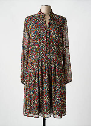 Robe mi-longue coupe fluide manches longues rouge C'EST BEAU LA VIE femme