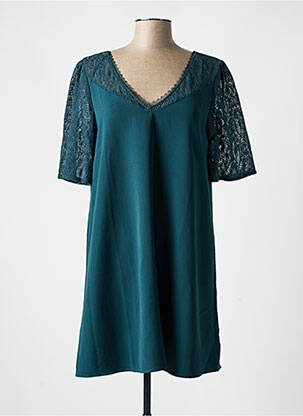 Robe courte coupe évasée manches courtes vert GRACE & MILA femme