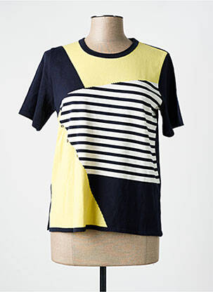 Pull coupe cintrée manches courtes bleu ELEANE femme