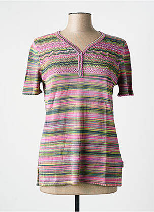 Pull coupe cintrée manches courtes rose ELEANE femme