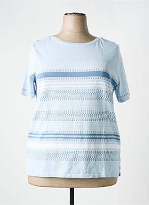 Pull tissage chiné manches courtes bleu ELEANE femme