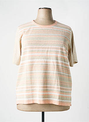 Pull tissage chiné manches courtes beige ELEANE femme