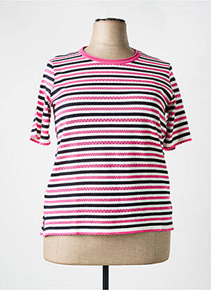 Pull maille ajourée manches courtes rose ELEANE femme