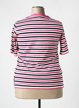 Pull maille ajourée manches courtes rose ELEANE femme