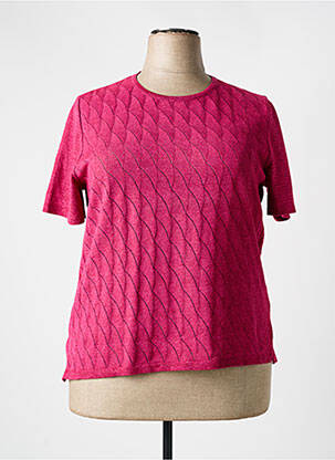 Pull tissage chiné manches courtes rose ELEANE femme