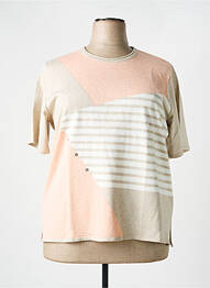 Pull tissage chiné manches courtes beige ELEANE femme