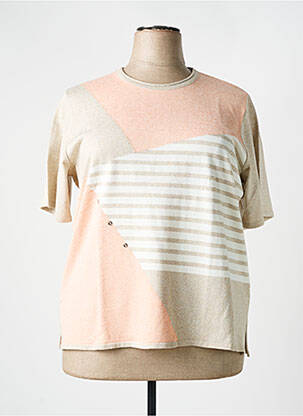 Pull tissage chiné manches courtes beige ELEANE femme