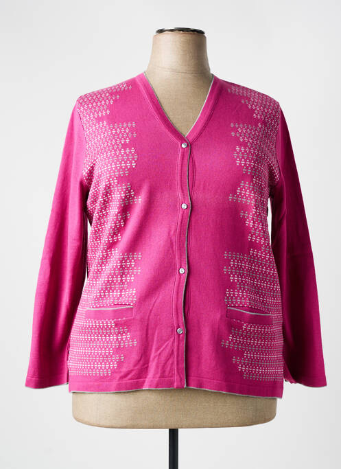 Gilet manches longues rose ELEANE pour femme