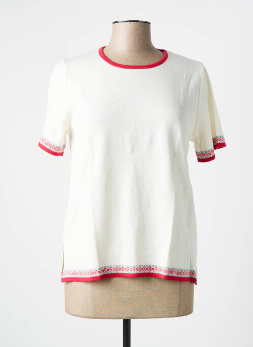 Pull coupe cintrée manches courtes beige ELEANE femme