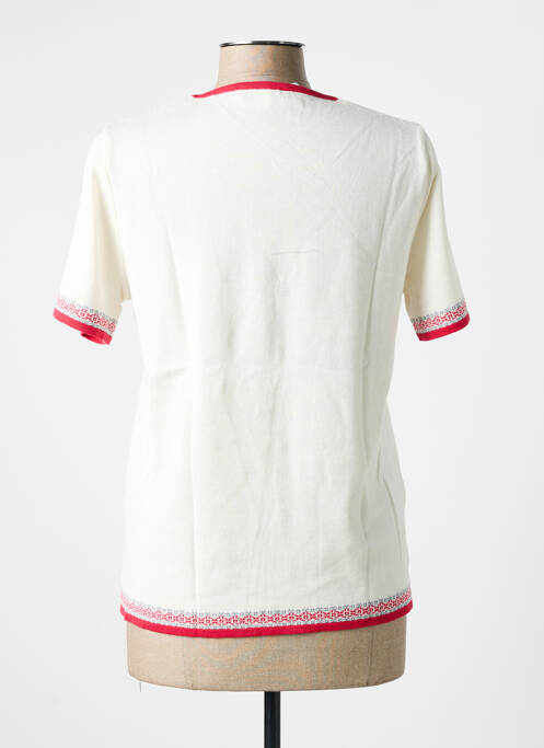 Pull coupe cintrée manches courtes beige ELEANE femme