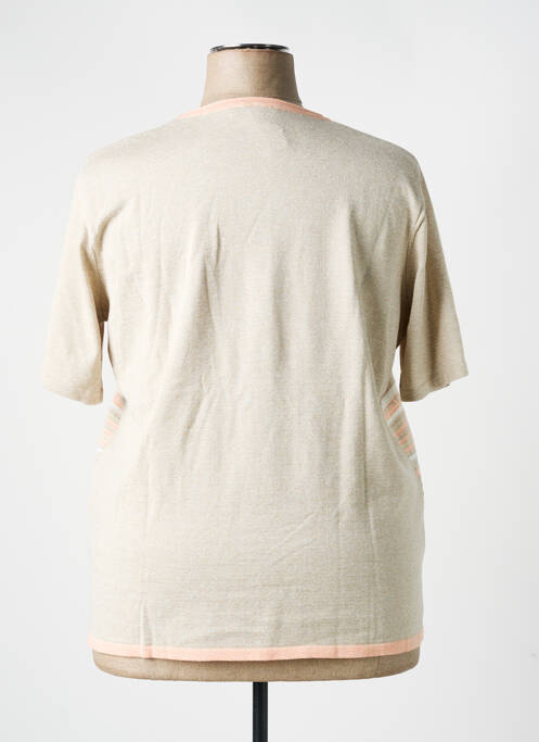 Pull tissage chiné manches courtes beige ELEANE femme