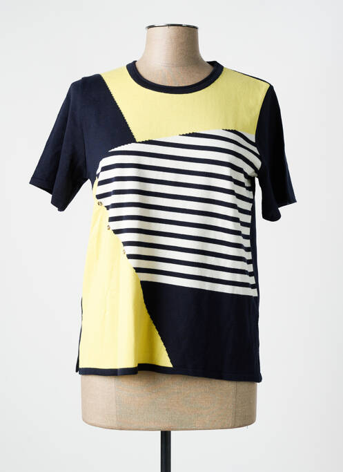 Pull coupe cintrée manches courtes bleu ELEANE femme