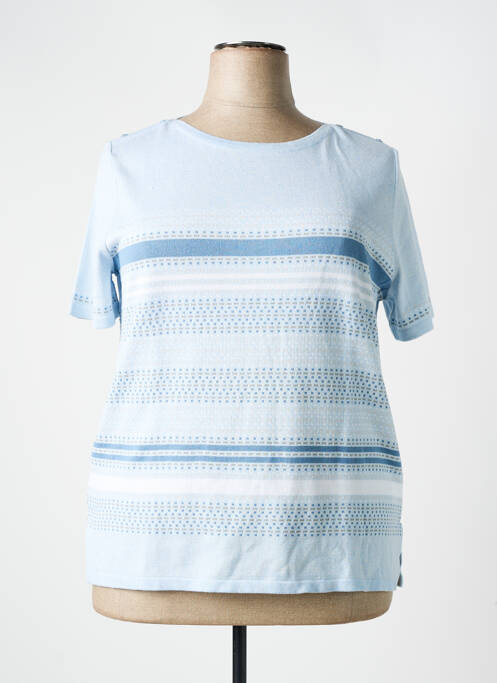 Pull tissage chiné manches courtes bleu ELEANE femme