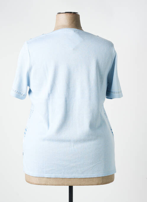 Pull tissage chiné manches courtes bleu ELEANE femme