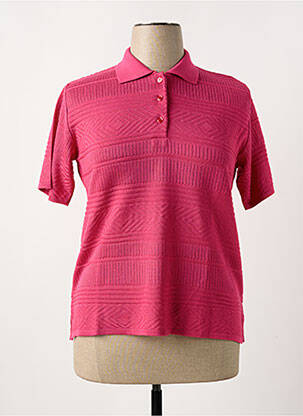 Polo fermeture boutonnée sur le devant manches courtes rose ELEANE femme