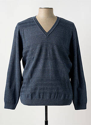 Pull col v manches longues bleu PAUL RHODAMEL homme