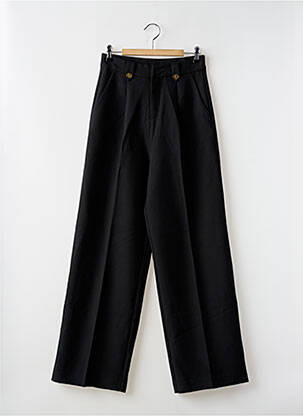 Pantalon large tissage popeline taille normale noir GRACE & MILA femme