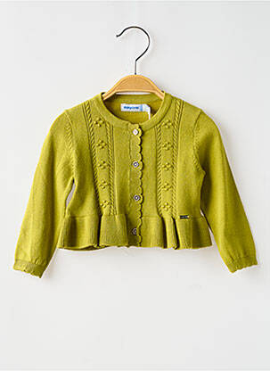 Gilet manches longues coupe droite vert MAYORAL fille