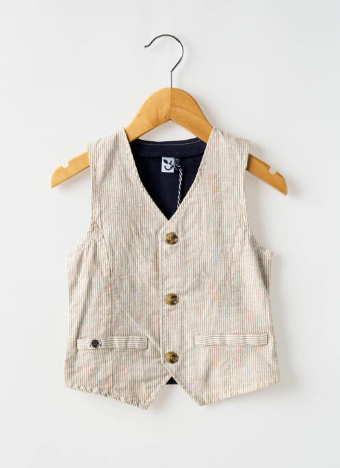 Gilet sans manche coupe droite beige 3 POMMES garcon