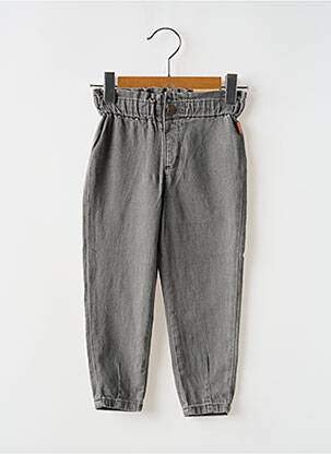 Pantalon droit fermeture zippée sous rabat boutonné taille élastique gris NOPPIES fille