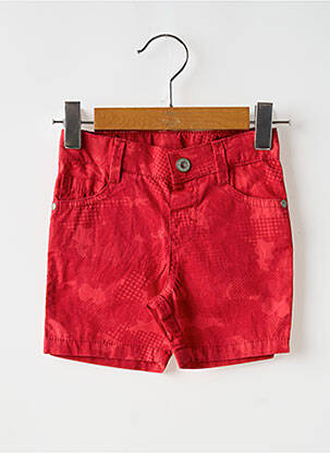 Short tissage popeline taille ajustable rouge 3 POMMES garçon