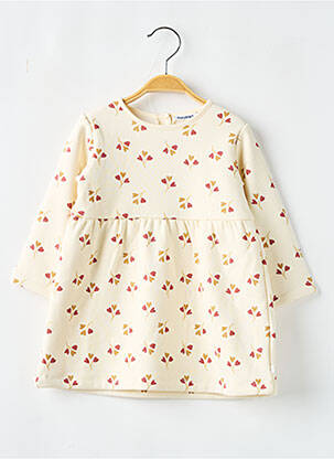 Robe courte imprimé fantaisie manches longues beige NOUKIE'S fille