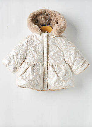 Manteau long effet matière satinée a capuche beige MAYORAL fille