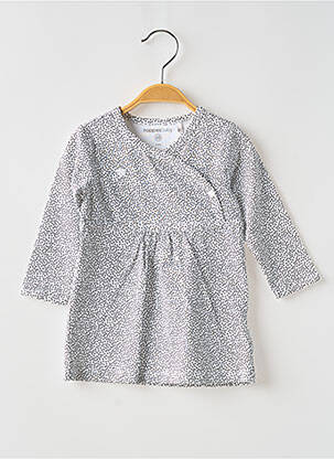 Robe mi-longue fermeture pressionnée manches longues blanc NOPPIES fille