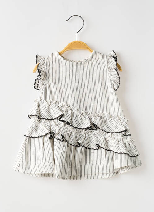 Robe mi-longue fermeture zippée au dos manches courtes gris MAYORAL fille