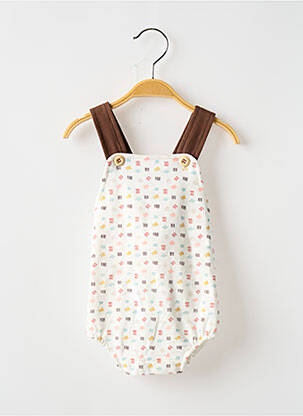Barboteuse fermeture pressionnée à l'entrejambe blanc BOBOLI enfant